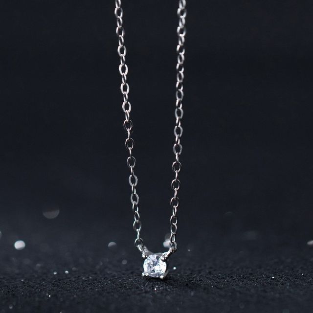 Rhinestone Pendant Sterling Silver Choker SpreePicky