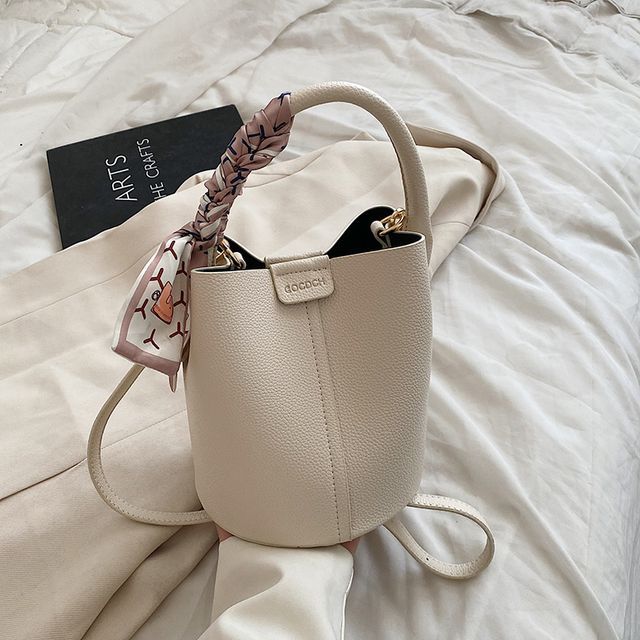 Faux Leather Top Handle Bucket Bag SpreePicky