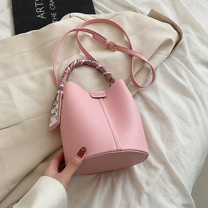 Faux Leather Top Handle Bucket Bag SpreePicky