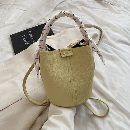 Faux Leather Top Handle Bucket Bag SpreePicky