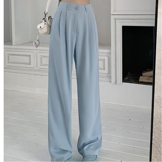 High Waist Plain Wide Leg Dress Pants SpreePicky