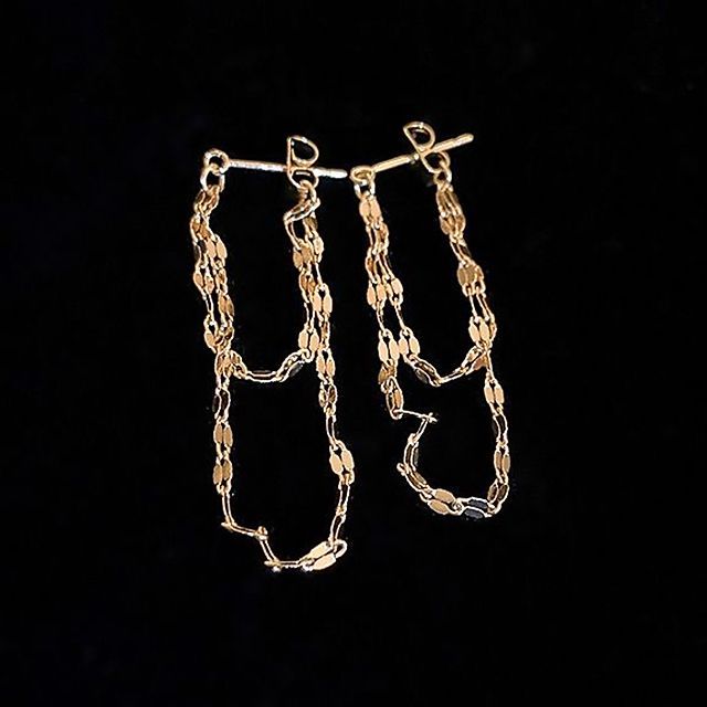 Layered Chained Alloy Dangle Earring SpreePicky