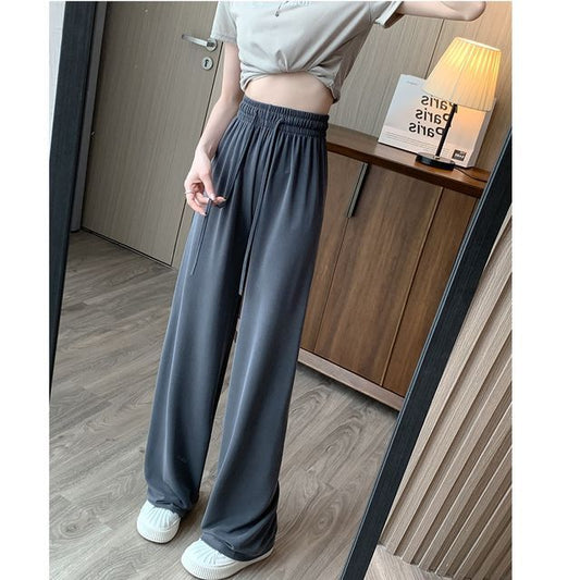 High Waist Plain Wide Leg Sweatpants SpreePicky