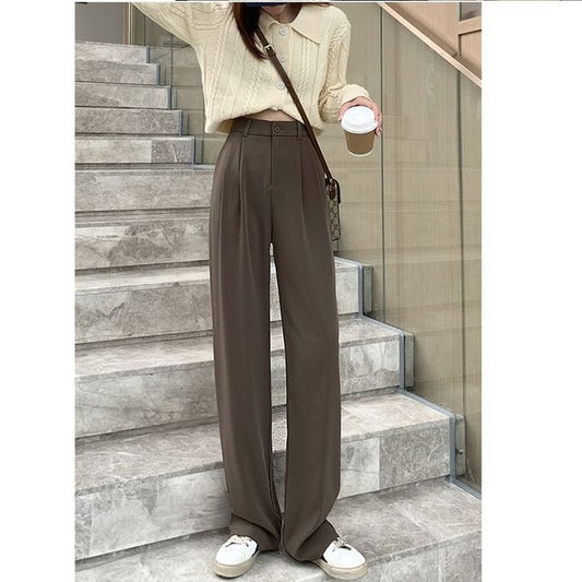 High Waist Plain Wide Leg Slacks SpreePicky