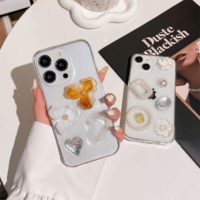 Embellished Transparent Phone Case - iPhone 14 Pro Max / 14 Pro / 14 Max / 14 / 13 Pro Max / 13 Pro / 13 / 13 mini / 12 Pro Max / 12 Pro / 12 / 12 mini / 11 Pro Max / 11 Pro / 11 / SE / XS Max / XS / XR / X / 8 / 8 Plus / 7 / 7 Plus SpreePicky