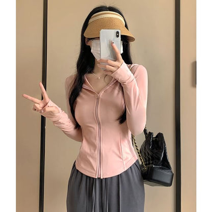 Plain Hooded Zip Jacket SpreePicky