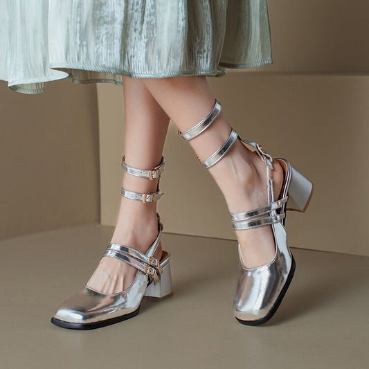 Block Heel Plain Sandals SpreePicky