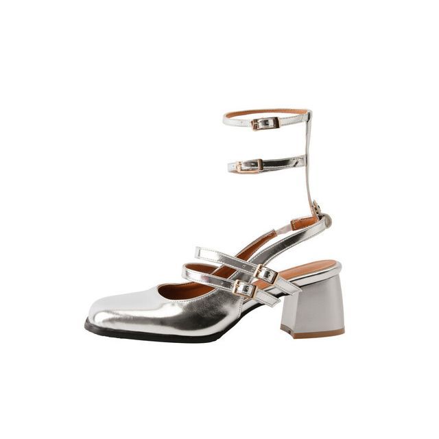 Block Heel Plain Sandals SpreePicky