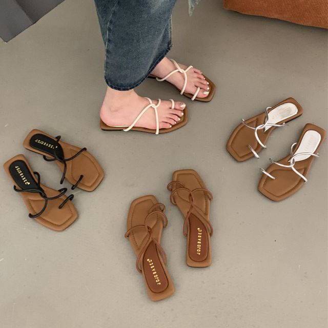 Toe Loop Strappy Slide Sandals SpreePicky