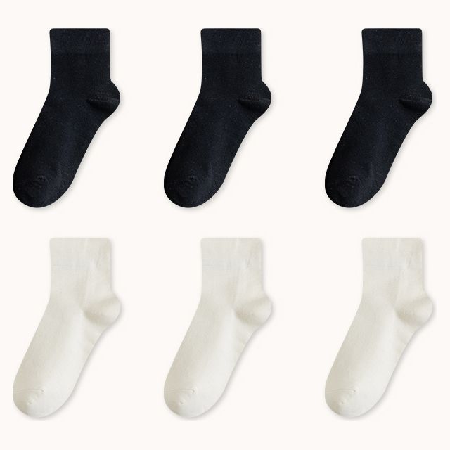 Set Of 6 Pairs: Plain Socks SpreePicky