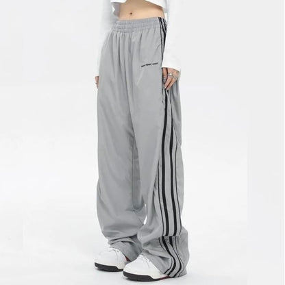 Low Rise Striped Loose-Fit Wide-Leg Sweatpants SpreePicky