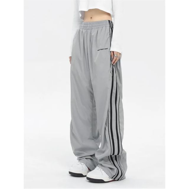 Low Rise Striped Loose-Fit Wide-Leg Sweatpants SpreePicky