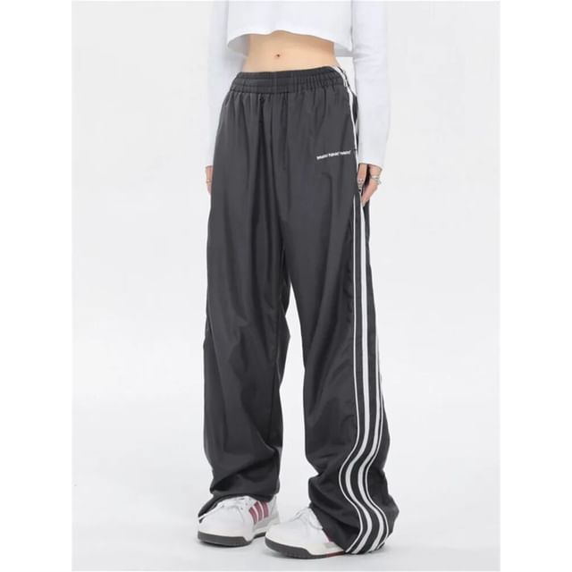 Low Rise Striped Loose-Fit Wide-Leg Sweatpants SpreePicky