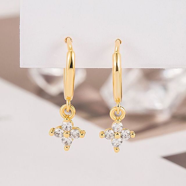 Floral Rhinestone Alloy Dangle Earring SpreePicky