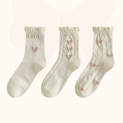 Set of 3 Pairs: Plain Ruffle Trim Socks SpreePicky