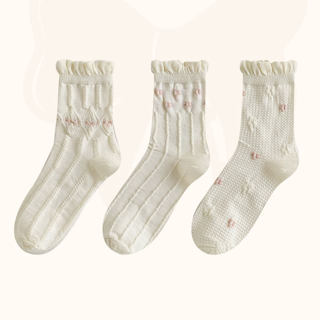 Set of 3 Pairs: Plain Ruffle Trim Socks SpreePicky