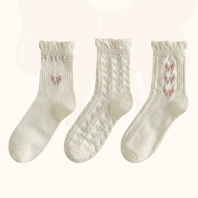 Set of 3 Pairs: Plain Ruffle Trim Socks SpreePicky