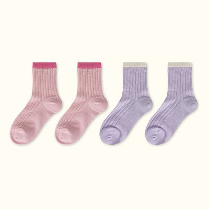 Contrast Trim Pointelle Knit Socks / Set SpreePicky