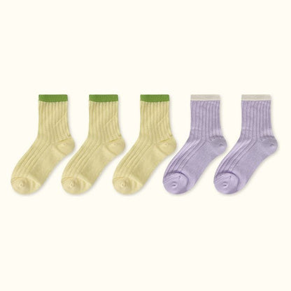 Contrast Trim Pointelle Knit Socks / Set SpreePicky