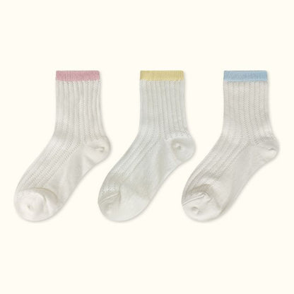 Contrast Trim Pointelle Knit Socks / Set SpreePicky