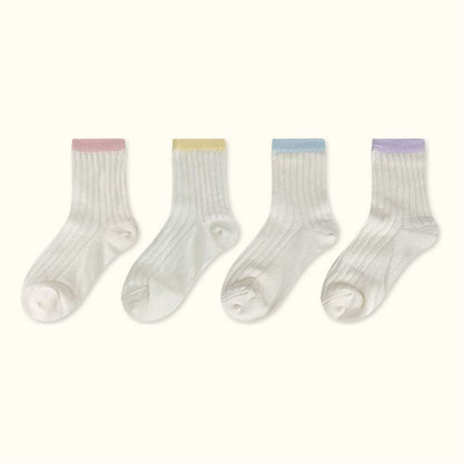 Contrast Trim Pointelle Knit Socks / Set SpreePicky