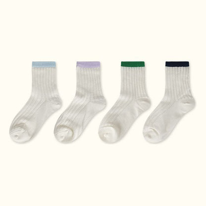 Contrast Trim Pointelle Knit Socks / Set SpreePicky