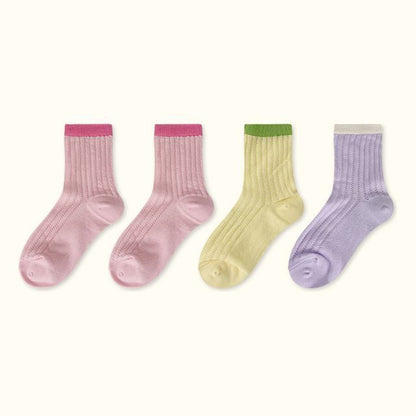 Contrast Trim Pointelle Knit Socks / Set SpreePicky