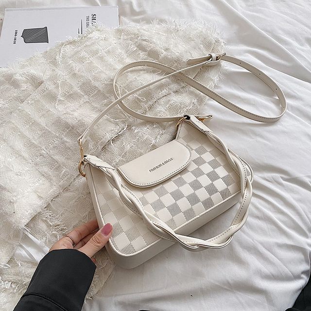 Checkerboard Twisted Strap Shoulder Bag SpreePicky