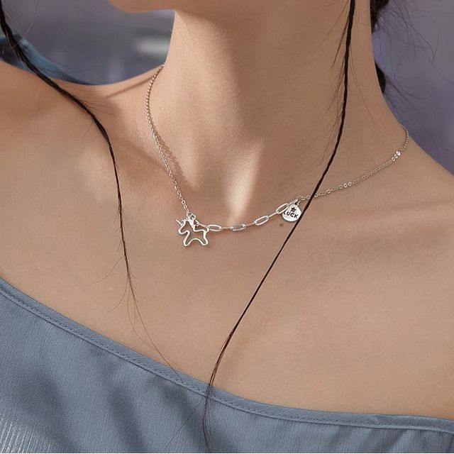 Unicorn Pendant Alloy Choker SpreePicky