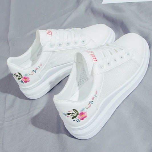 Floral Embroidered Platform Sneakers SpreePicky