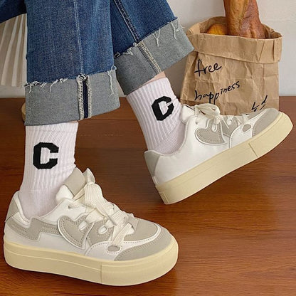 Paneled Platform Sneakers SpreePicky