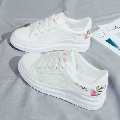 Floral Embroidered Platform Sneakers SpreePicky