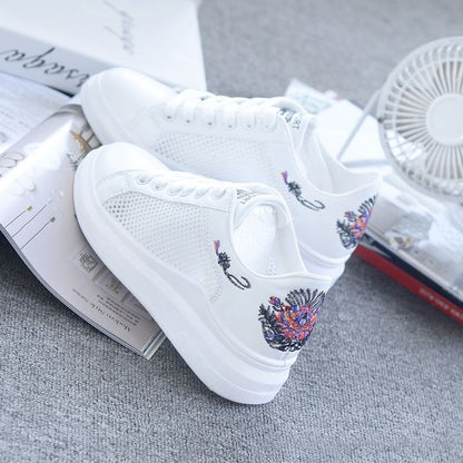 Floral Embroidered Mesh Panel Platform Sneakers SpreePicky