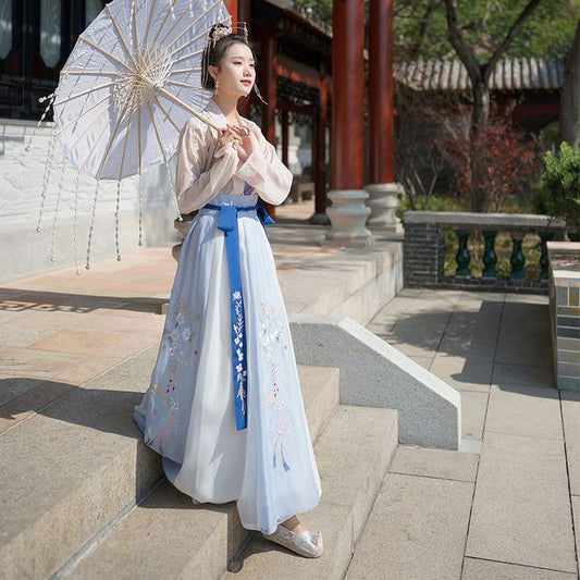 Traditional Chinese Set: Open Front Jacket + Camisole Top + Maxi Skirt SpreePicky