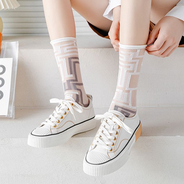 Patterned Mesh Short Socks SpreePicky