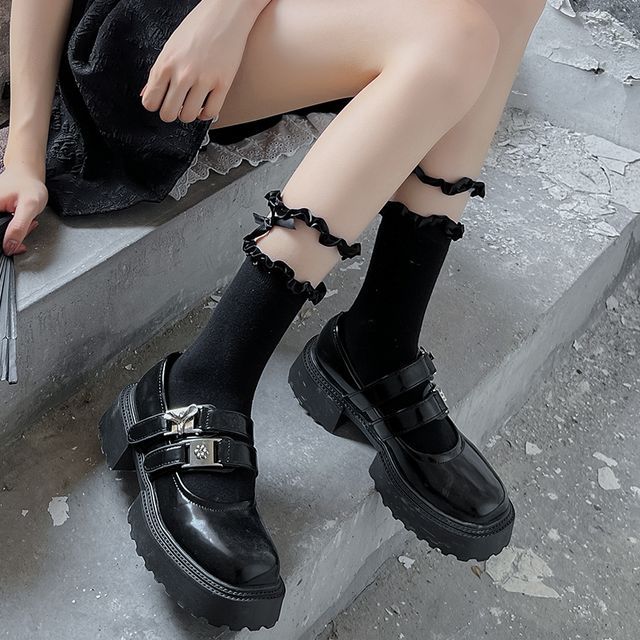 Bow Frill Panel Mesh Short Socks SpreePicky