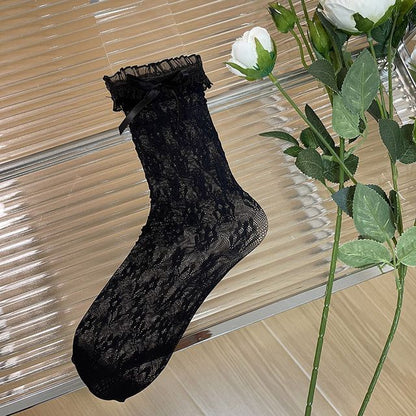 Bow Floral Lace Socks SpreePicky