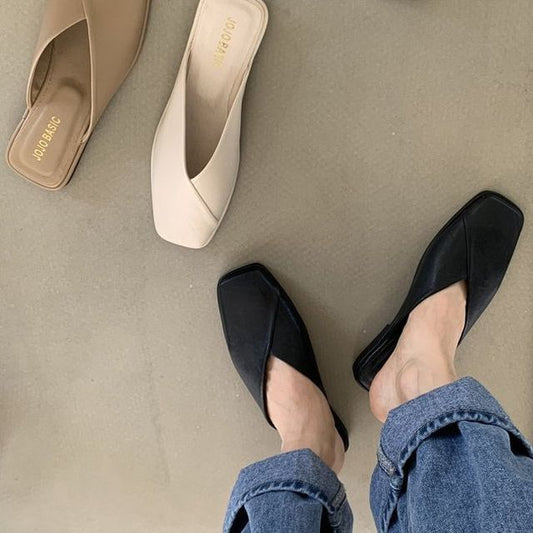 Square Toe Plain Mules mySite