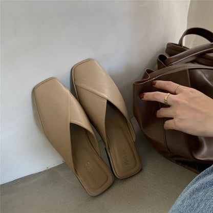 Square Toe Plain Mules mySite