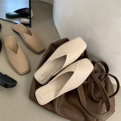 Square Toe Plain Mules mySite