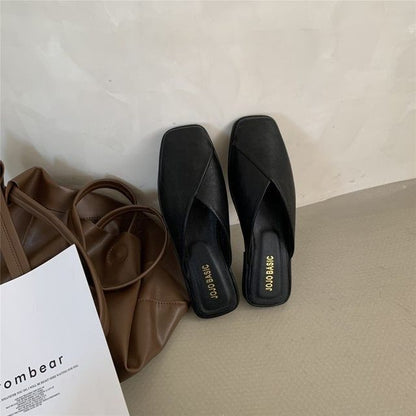 Square Toe Plain Mules mySite