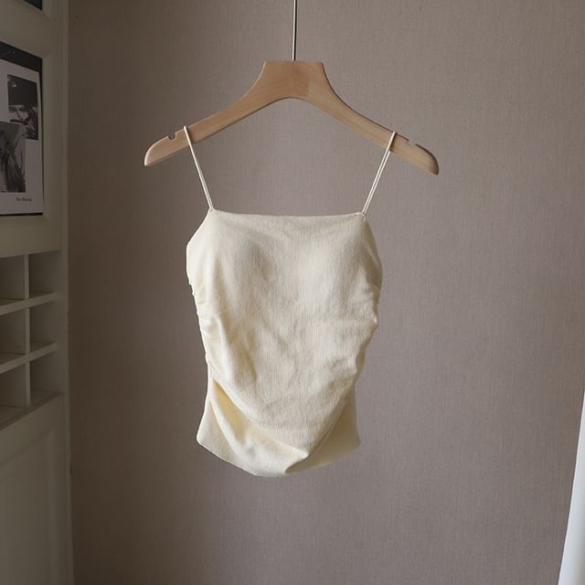 Plain Ruched Padded Camisole Top SpreePicky