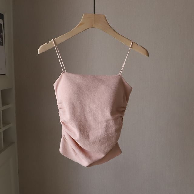 Plain Ruched Padded Camisole Top SpreePicky