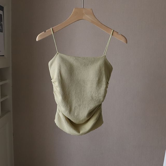 Plain Ruched Padded Camisole Top SpreePicky