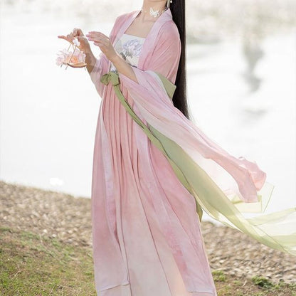 Traditional Chinese Long Jacket / Spaghetti Strap Maxi Dress / Sash / Set SpreePicky