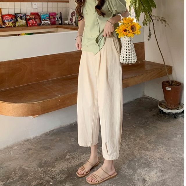 High Waist Plain Harem Pants SpreePicky