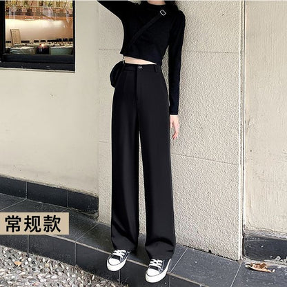 High Rise Plain Loose Fit Leg Slacks (Various Designs) SpreePicky