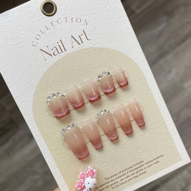 Embellished Gradient Faux Nail Tips SpreePicky