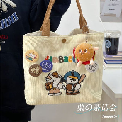 Cartoon Embroidered Tote Bag / Bag Charm / Set SpreePicky