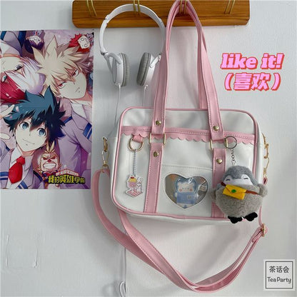 Cartoon Print Faux Leather Tote Bag / Bag Charm / Set SpreePicky